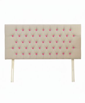 Upholstered Linen Single Headboard With Contrast Button Tufting, 2 of 11