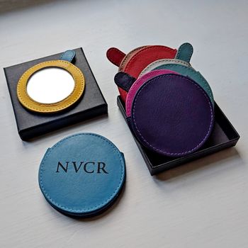 Personalised Leather Compact Mirror, 2 of 11