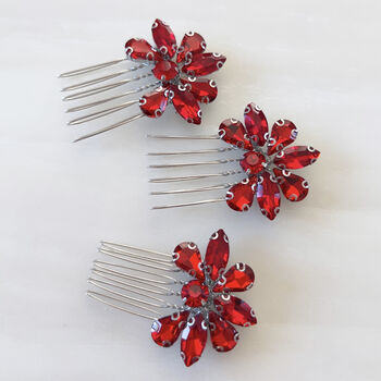 Red Crystal Hair Comb Set, 2 of 5