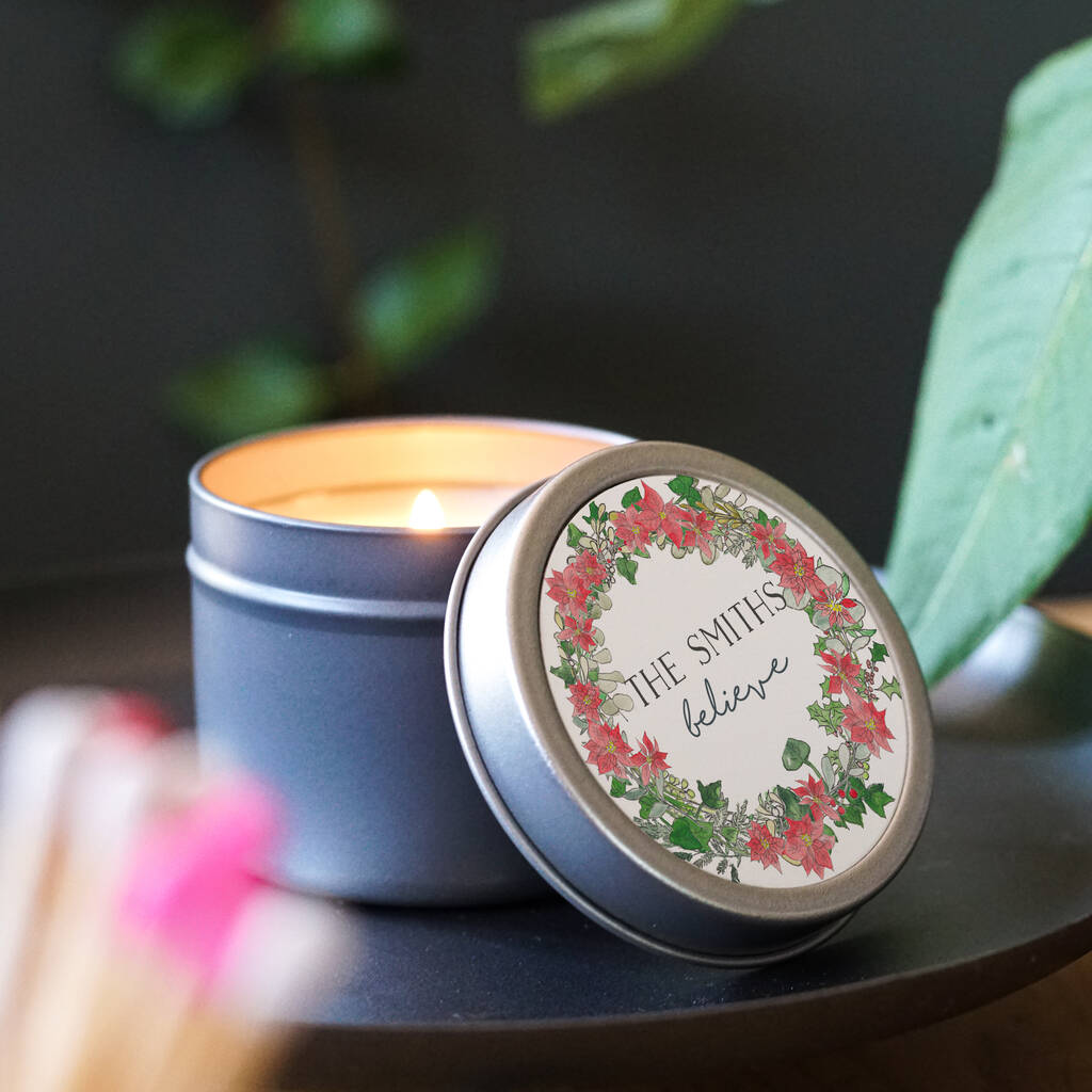 Personalised Christmas Birth Flower Wreath Candle By This Is Nessie