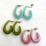 Pastel Coloured Resin Oval Hoop Earrings, thumbnail 1 of 5