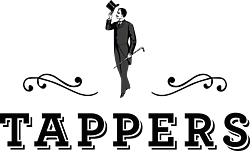 Tappers Gin logo with the Dapper Tappers Gent
