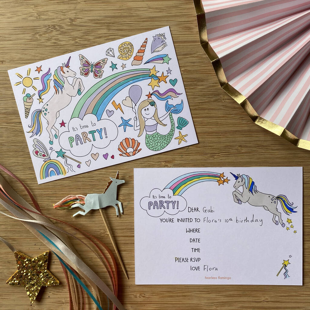 Magical Party Invitations To Colour In, 1 of 3