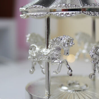 Personalised Silver Musical Carousel Ornament, 2 of 5