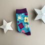 Bamboo Modern Floral Socks In Turquoise, thumbnail 1 of 1