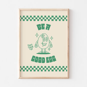 Retro Funny Kitchen Be A Good Egg Checkered Print, 3 of 9