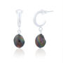 Sterling Silver Black Pearl Half Hoop Earrings, thumbnail 3 of 6