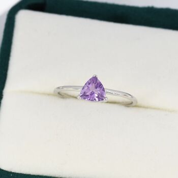Genuine Amethyst Purple Trillion Cut Ring, 6 of 9