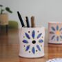 Pencil And Tealight Holder Blue Flower Design, thumbnail 3 of 8