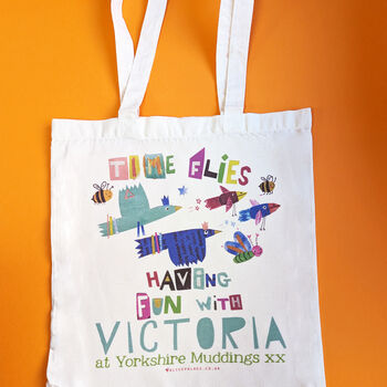 Personalised Time Flies With A Fun Teacher Bag, 9 of 9