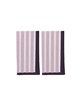 Block Stripe Napkins Set Of Two: Mauve/White, 2 of 5