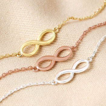 Infinity Charm Bracelet In Silver Gold And Rose Gold, 2 of 10