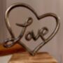 Silver Heart With Love On A Wooden Base, thumbnail 2 of 3