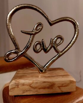 Silver Heart With Love On A Wooden Base, 2 of 3