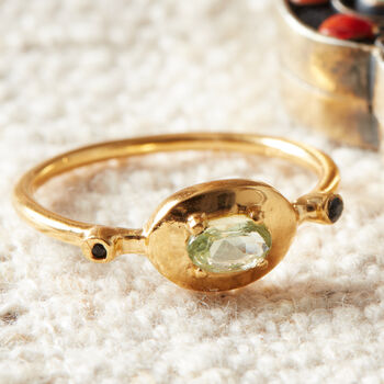 Green Amethyst Solitaire Stacking Ring, 18k Gold Vermeil, 2 of 9