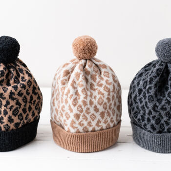 Leopard Knitted Pom Pom Hat, 10 of 11