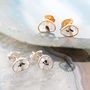Diamond Slice Rose/Gold Plated And Silver Stud Earrings, thumbnail 1 of 2