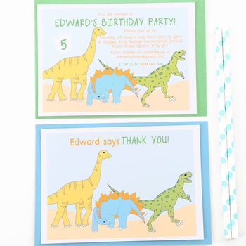 Dinosaurs Personalised Birthday Party Invitations, 3 of 3
