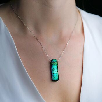 Emerald Green Dichroic Glass Necklace, 3 of 4