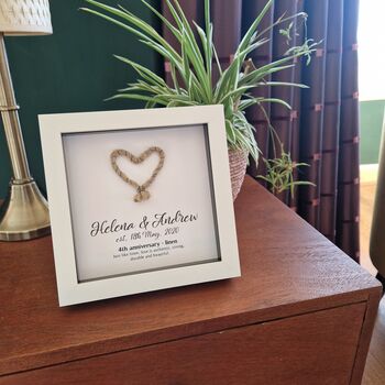 Personalised 4th Anniversary Gift Framed Linen Heart, 5 of 6