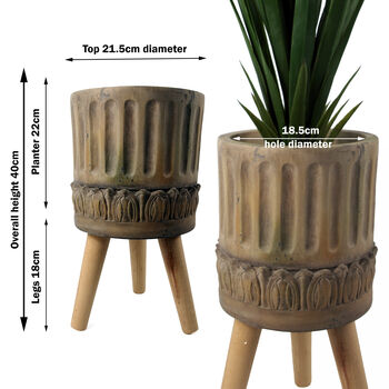 Ridged Composite Planter With Stand Large, 6 of 8