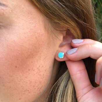 Turquoise And Silver Stud Earrings, 2 of 7