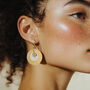 White And Yellow Stripey Circular Earrings, thumbnail 2 of 6