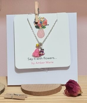 Hand Painted Mini Floral Initial Letter Pendant Gift With Stand, 6 of 12