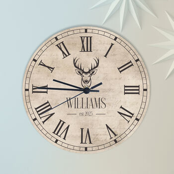 Vintage Inspired Stag Personalised Kitchen Clock, 2 of 5