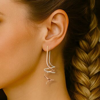 Spiral Drop Sterling Silver Dangle Ear Jackets, 6 of 8