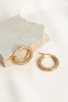 Molten Meadow 18ct Gold Plated Hoops, 5 of 9