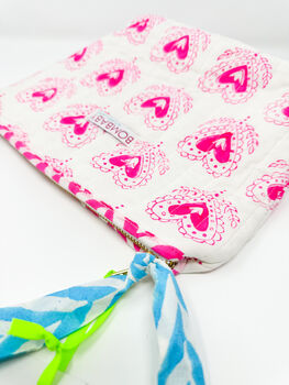 Handmade Quilted Make Up Bag | Pink Hearts, 4 of 4