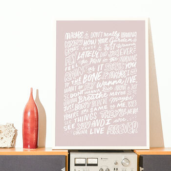 Oasis, Live Forever Song Lyrics Wall Art Print, 8 of 11