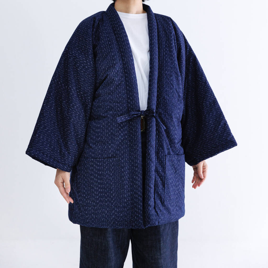 Japanese Padded Cotton Kimono Jacket Size X Large Navy, 1 of 8