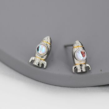 Sterling Silver Rocket Stud Earrings, 4 of 10