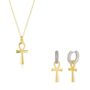 Sterling Silver Egyptian Ankh Necklace And Earring Set, thumbnail 1 of 6