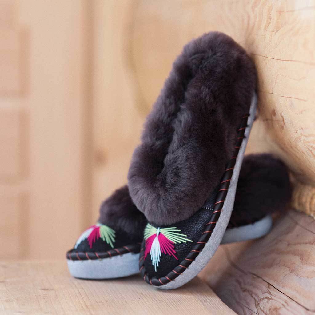 womens grey sheepskin slippers