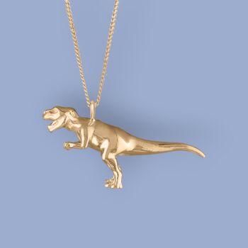T Rex Dinosaur Necklace In 18ct Gold Plated Silver, 2 of 12