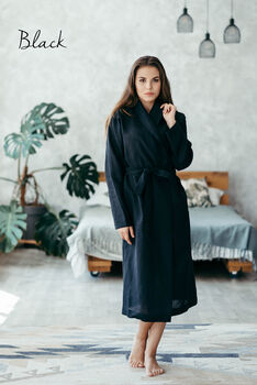 Women’s Linen Spa Robe | Natural Loungewear, 8 of 12