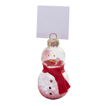 Glass Snowman Christmas Place Card Holders, 2 of 3