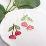 Pink Flower Drop Earrings For Her, thumbnail 3 of 10