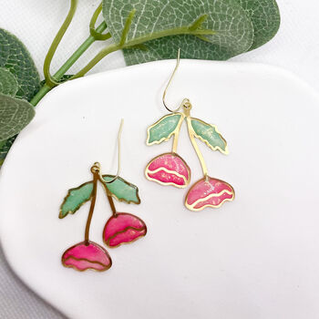 Pink Flower Drop Earrings For Her, 3 of 10