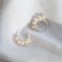 Sterling Silver Pearl Small Hoop Earrings, thumbnail 1 of 9