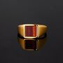 Men's Red Tigers Eye Gold Signet Ring For Men, thumbnail 4 of 12