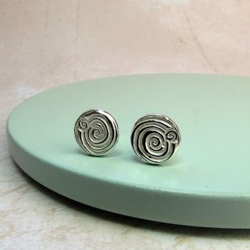 Silver Spiral Stud Earrings, 2 of 4