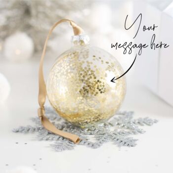 Personalised Gold Glitter Christmas Bauble, 2 of 3