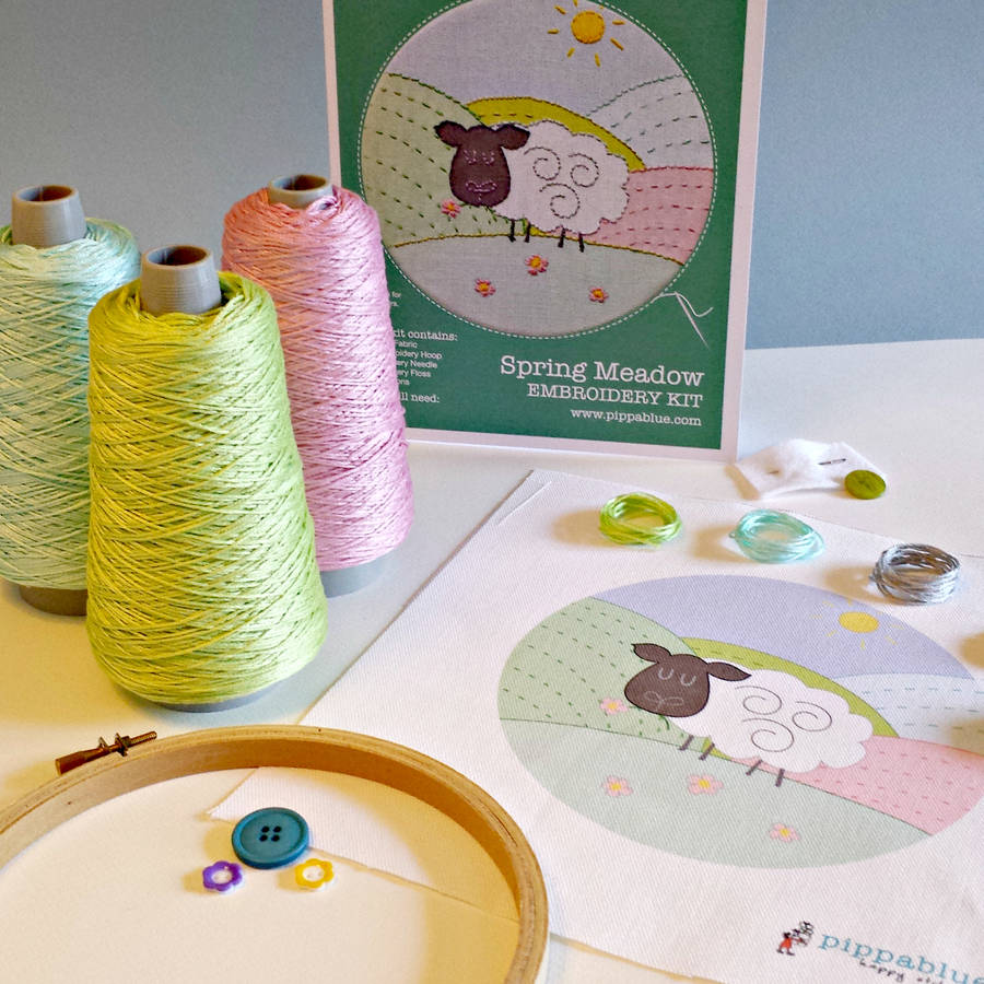 spring meadow embroidery kit by pippablue