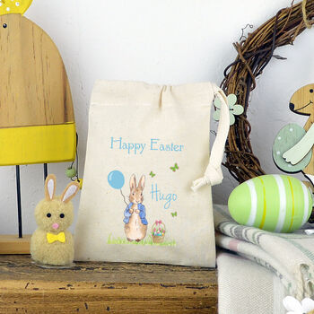 Personalised Drawstring Mini Easter Egg Rabbit Bag, 2 of 2