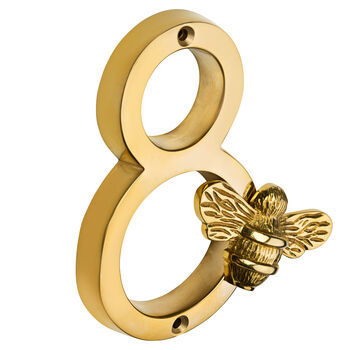Solid Brass Bee Numbers In Brass Finish Four Inch, 10 of 10