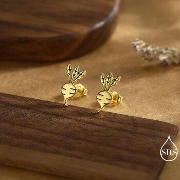 Sterling Silver Radish / Beetroot Stud Earrings, 4 of 12